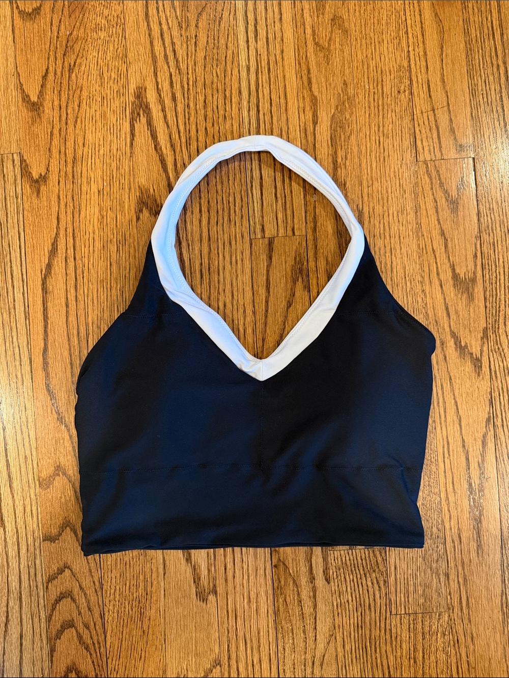 Women’s Black Halter Top with White Trim